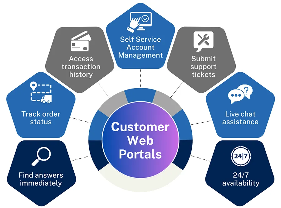Customer Web Portals with ServerSys illustration of features