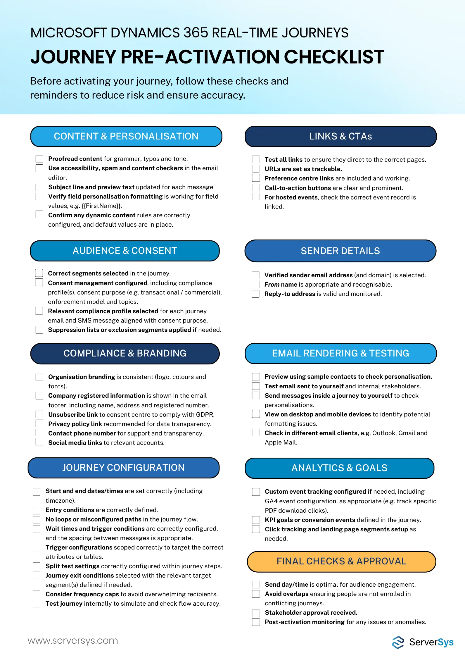 Dynamics 365 Journey Checklist