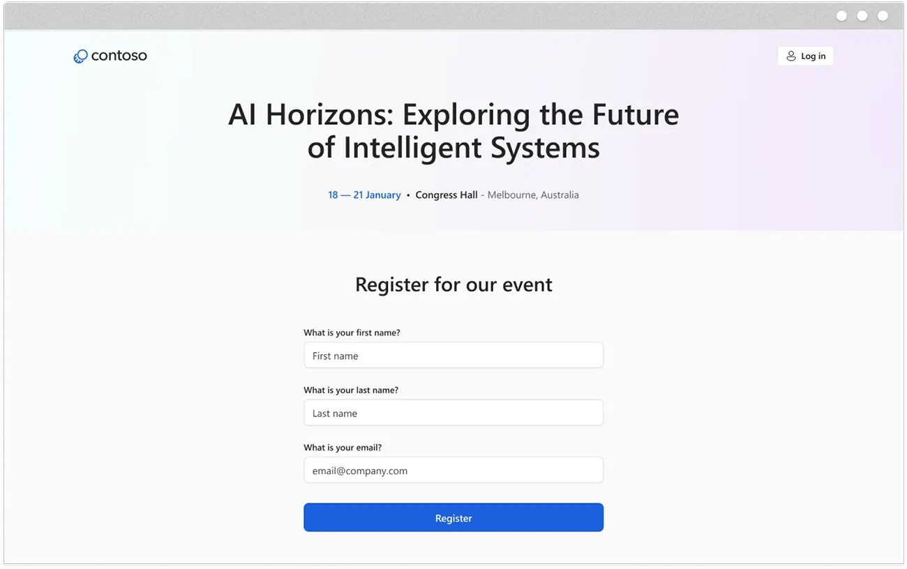 Power Pages Customer Insights Events Template Register Landing Page