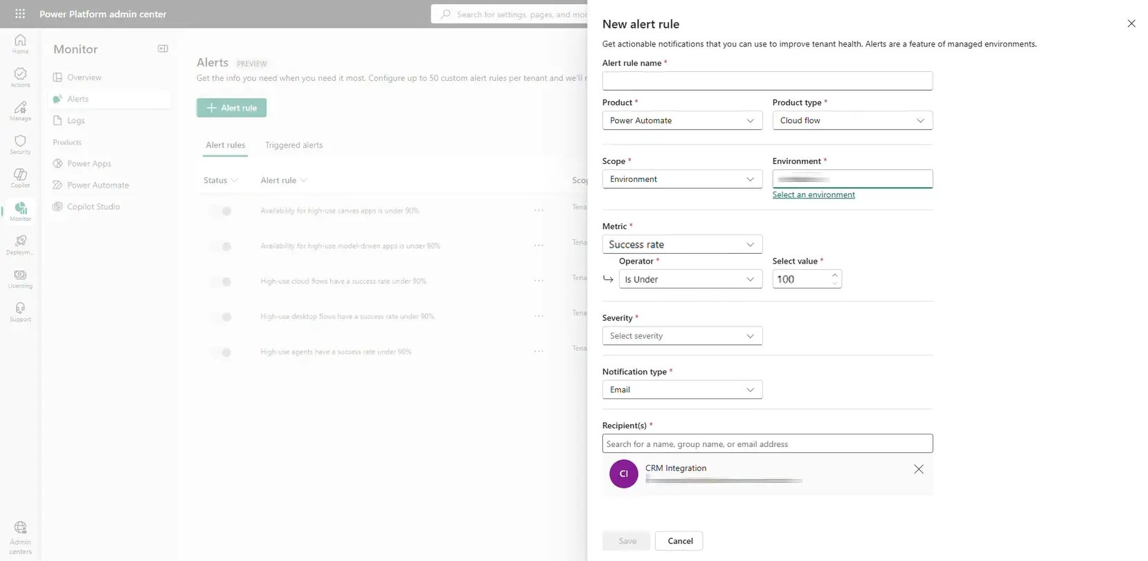 ppac-alerts Power Platform Admin Center Usage